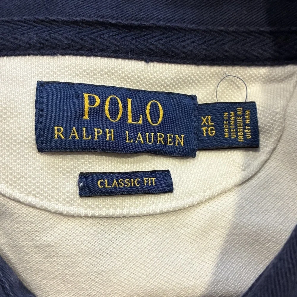 Polo by Ralph Lauren Men’s White & Navy Striped Polo Shirt